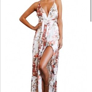 Floral Print Romper Maxi Dress